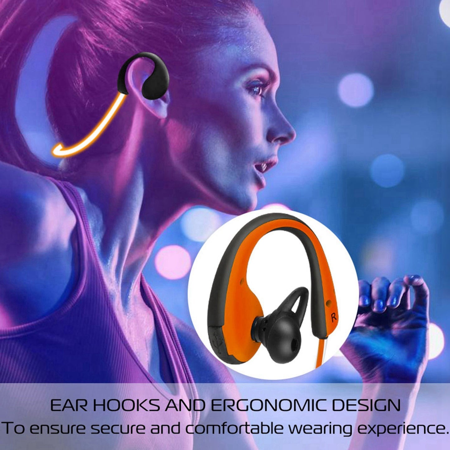 1Pc Wireless Sports Headsets Wireless V4.1 Neckband Earphones HD Stereo Sweat-proof Headphones Earbuds With LED Light Mic 8Hrs Work Running