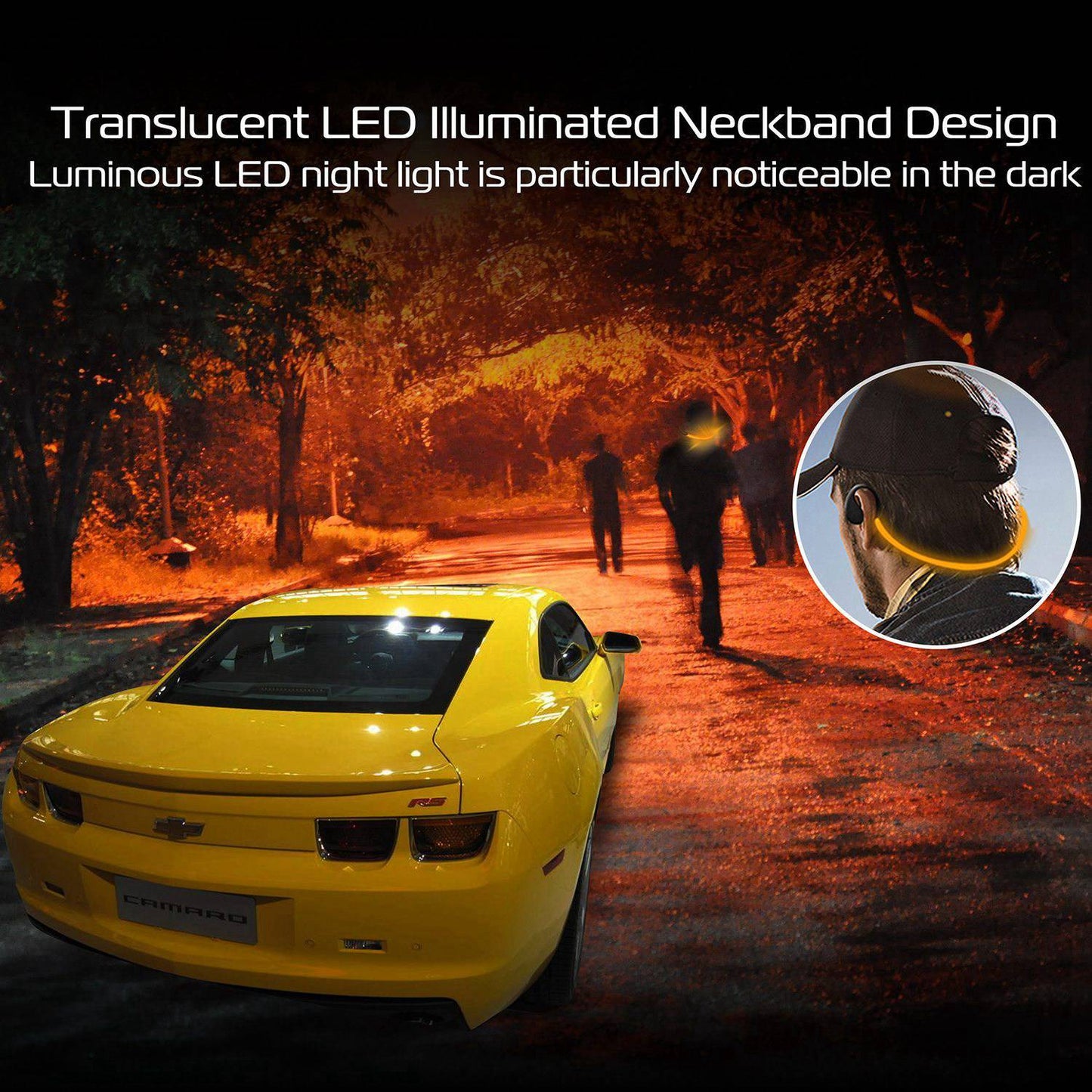 1Pc Wireless Sports Headsets Wireless V4.1 Neckband Earphones HD Stereo Sweat-proof Headphones Earbuds With LED Light Mic 8Hrs Work Running