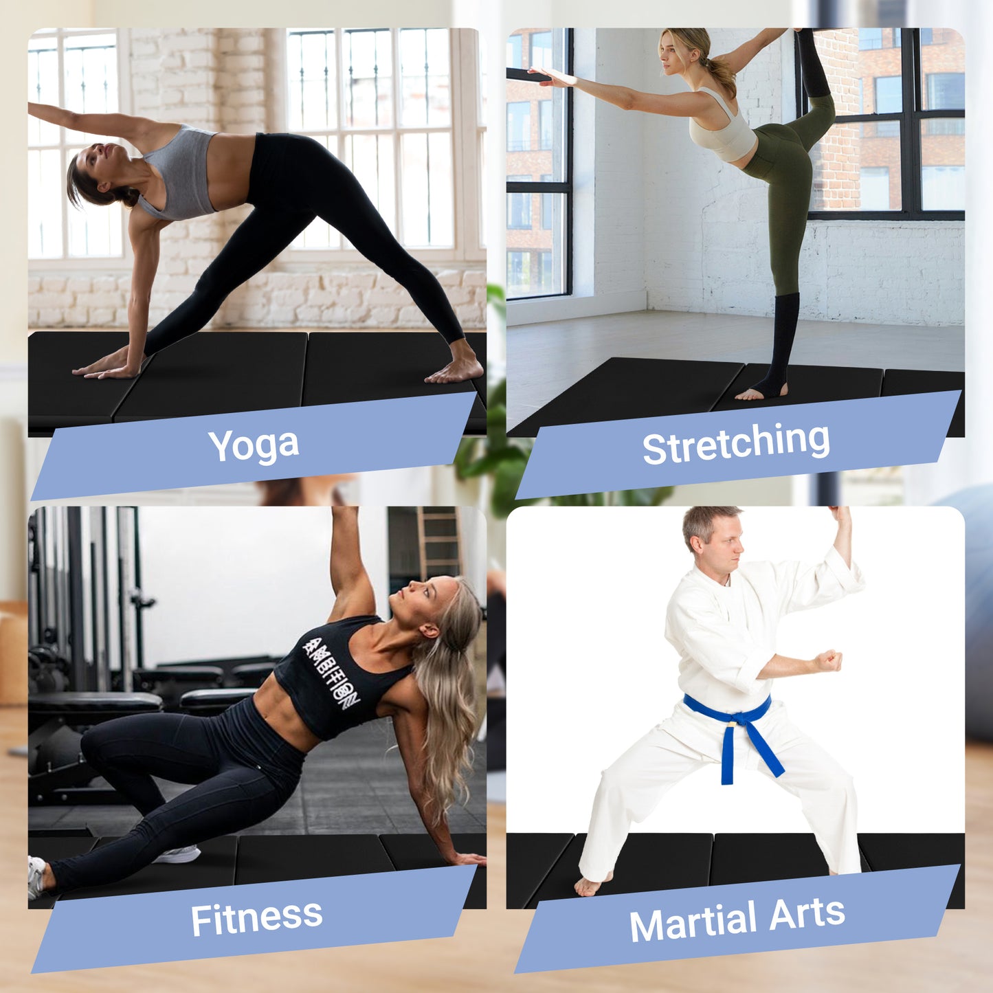 Only Supports Self Pickup Folding Gym Mat With Carrying Handle For Protective Flooring In Mixed Martial Arts, Gymnastics, And Home Gyms, 2 Inch Thick