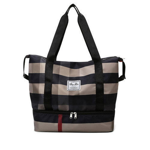 Women's Plaid Yoga Bag Dry Wet Separation Large Capacity Travel Bag Independent Shoe Warehouse Oxford Cloth Gym Bag Sports Bag