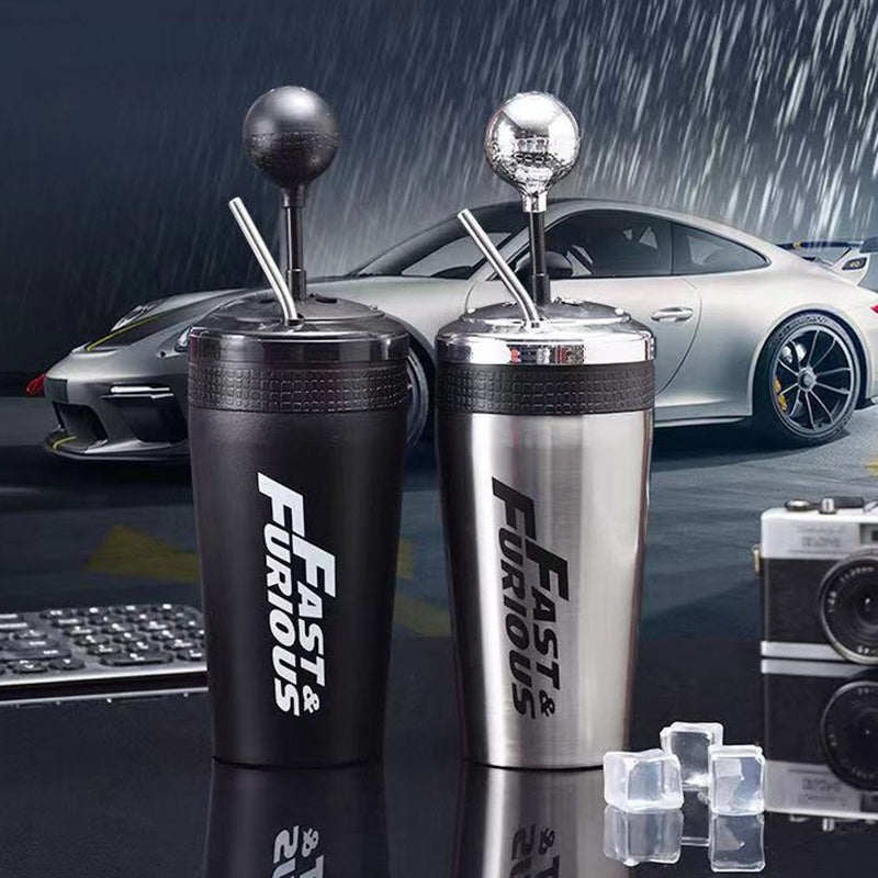 Stainless Steel Car Water Bottle With Straw Drink Bottle Fast And Furious 10 Thermos Cup With Lid Rocker Drinking Set 500ml