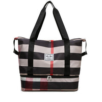 Women's Plaid Yoga Bag Dry Wet Separation Large Capacity Travel Bag Independent Shoe Warehouse Oxford Cloth Gym Bag Sports Bag