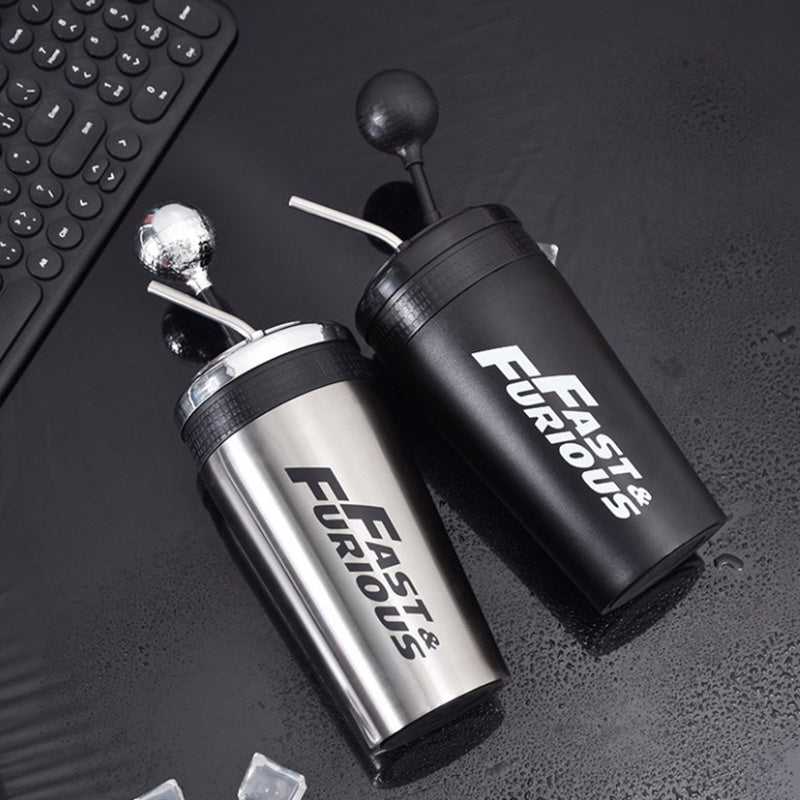 Stainless Steel Car Water Bottle With Straw Drink Bottle Fast And Furious 10 Thermos Cup With Lid Rocker Drinking Set 500ml