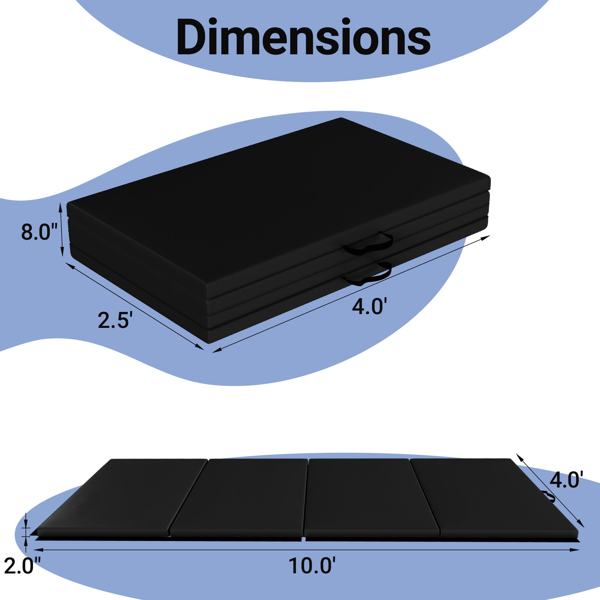 Only Supports Self Pickup  Folding Gym Mat With Carrying Handle For Protective Flooring In Mixed Martial Arts, Gymnastics, And Home Gyms, 2 Inch Thick