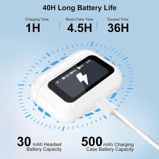 Wireless Earbuds, 5.4 Bluetooth Headphones With Touch Screen Ear Buds, ANC ENC Noise Cancelling Earbuds Headphones With Microphone, Wireless Bluetooth In Ear Earphones For Android IOS Phones