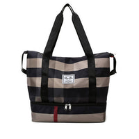 Women's Plaid Yoga Bag Dry Wet Separation Large Capacity Travel Bag Independent Shoe Warehouse Oxford Cloth Gym Bag Sports Bag